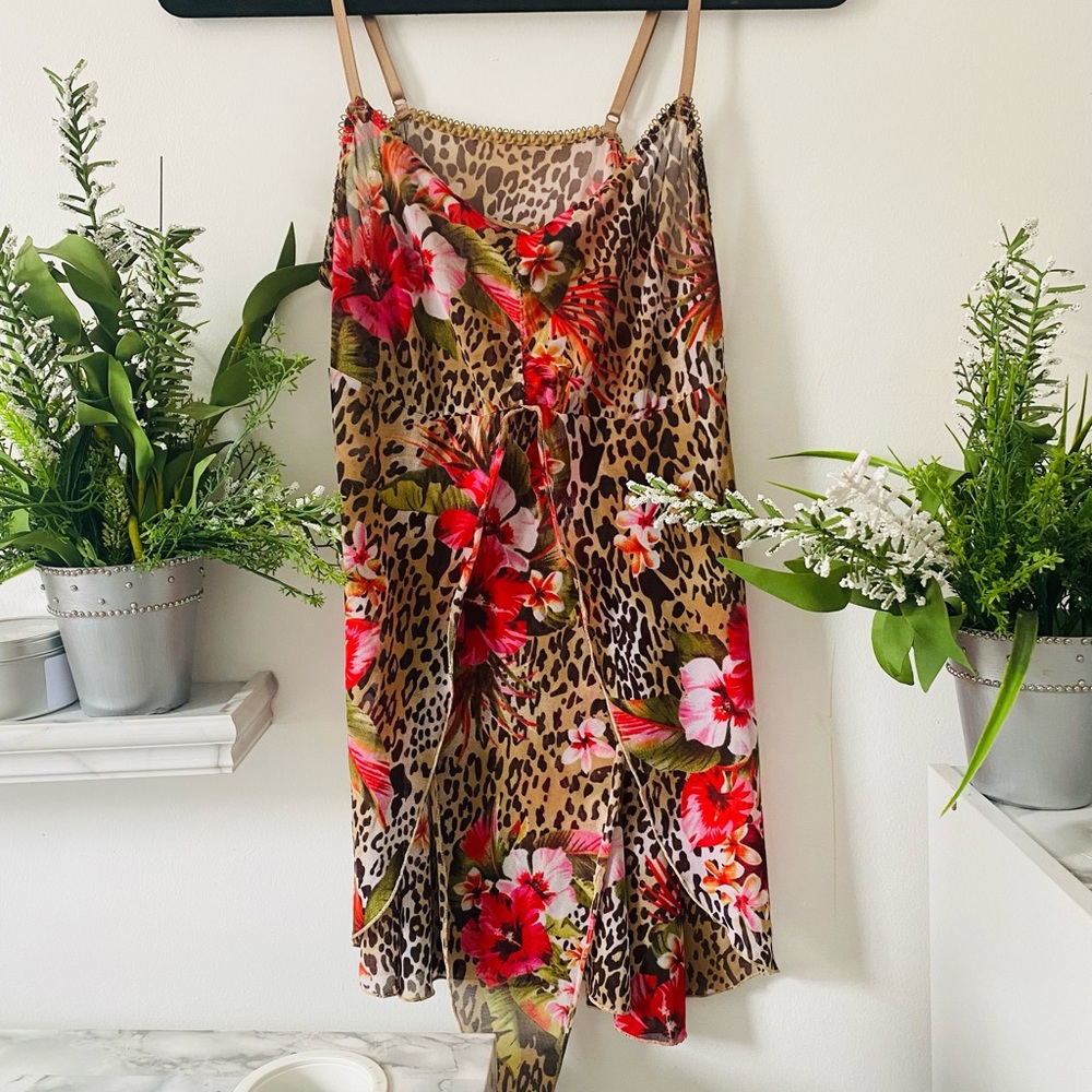Mesh floral print camisole